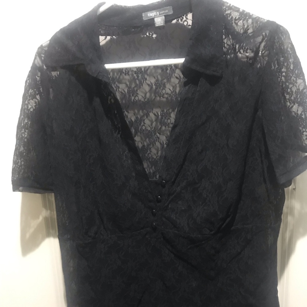 Apt. 9 1X Black Lace Blouse